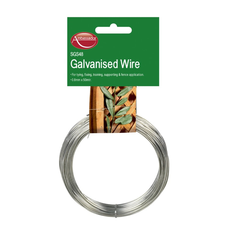 Ambassador - Galvanised Garden Wire - 0.8mmx50m, 0.9mmx50m & 3mmx20m