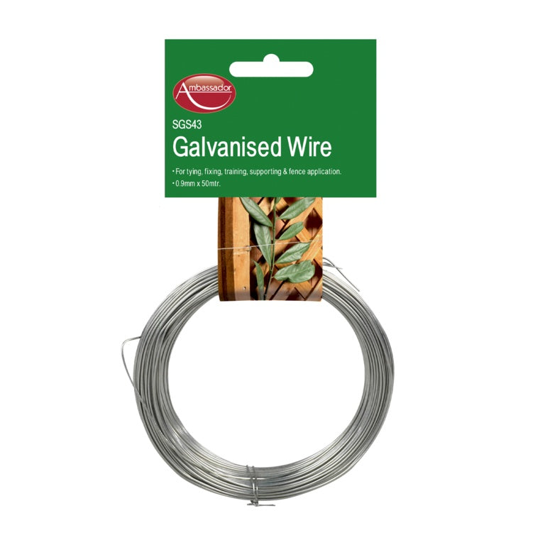 Ambassador - Galvanised Garden Wire - 0.8mmx50m, 0.9mmx50m & 3mmx20m