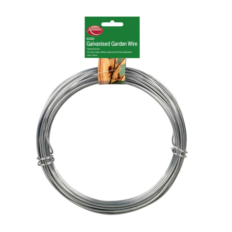 Ambassador - Galvanised Garden Wire - 0.8mmx50m, 0.9mmx50m & 3mmx20m