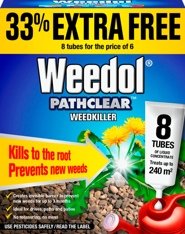 Weedol Path Clear Weedkiller - 33% Extra Free - 8 x 18ml Tubes
