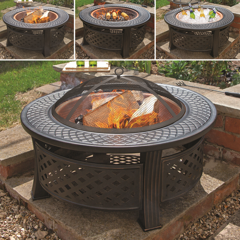 Round Steel Firepit With Copper Effect Bowl (LOCAL PICKUP/DELIVERY ONLY)