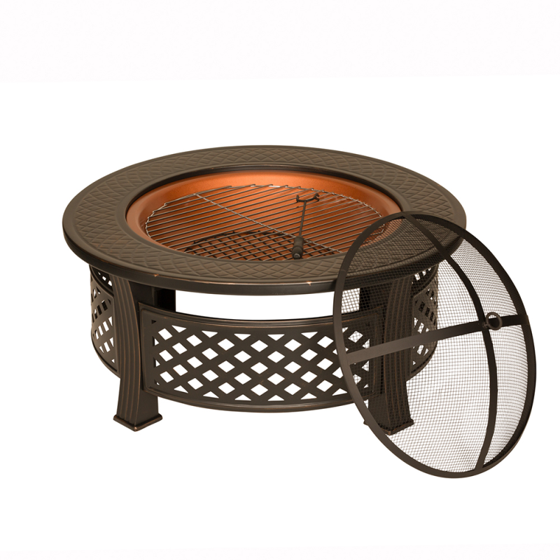 Round Steel Firepit With Copper Effect Bowl (LOCAL PICKUP/DELIVERY ONLY)