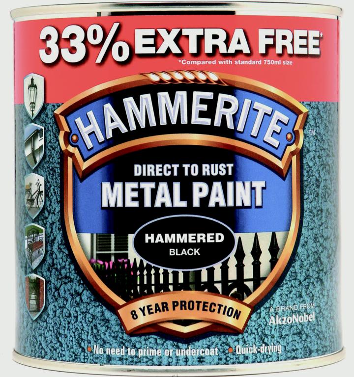 Hammerite - Hammered Black  - 250 ml & 750 ml & Extra Value Pack 750ml (+33%)