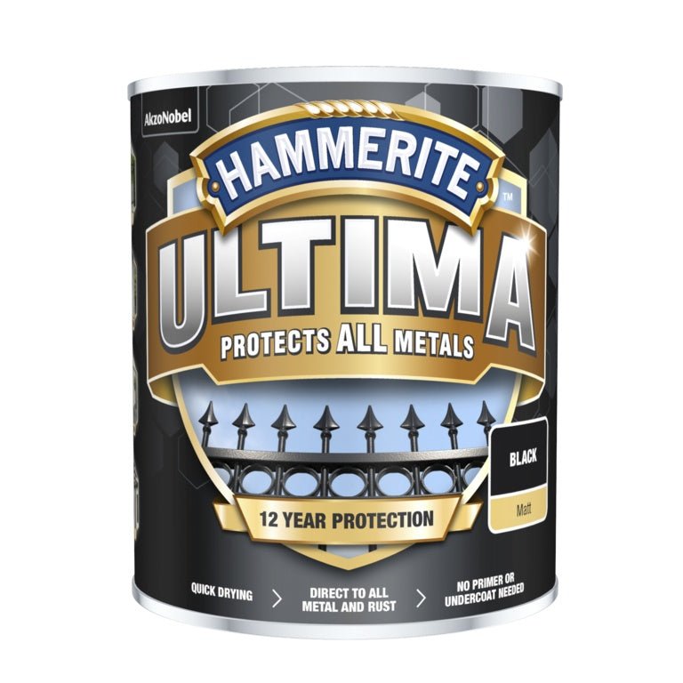 Hammerite - Ultima Protects All Metals - Black Smooth - 750ml