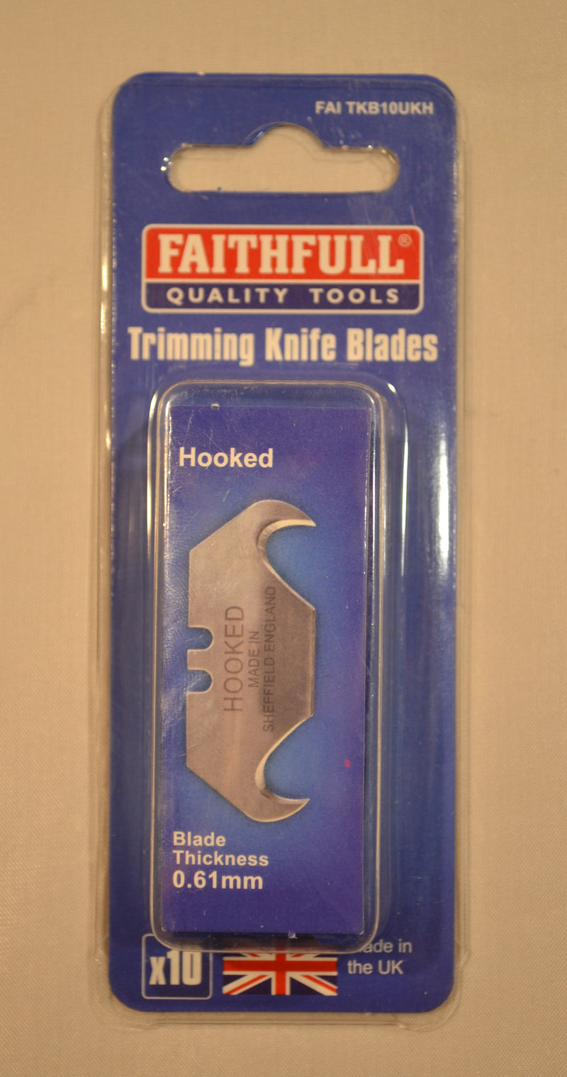Faithfull - Hooked Trimming Knife Blades - Pack of 10 (LOCAL PICKUP/DELIVERY ONLY)