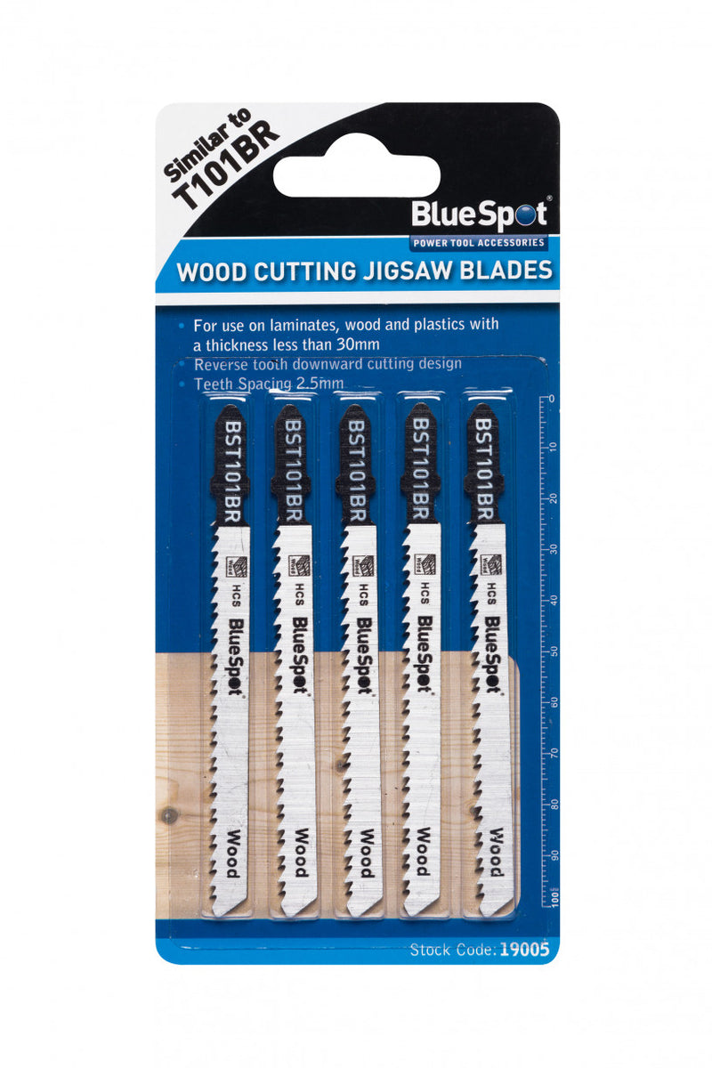 BlueSpot - Wood Cutting Jigsaw Blades - Pack of 5