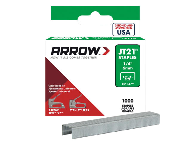 Arrow - JT21 Staples - 1000 Pcs - 6mm, 8mm & 10mm