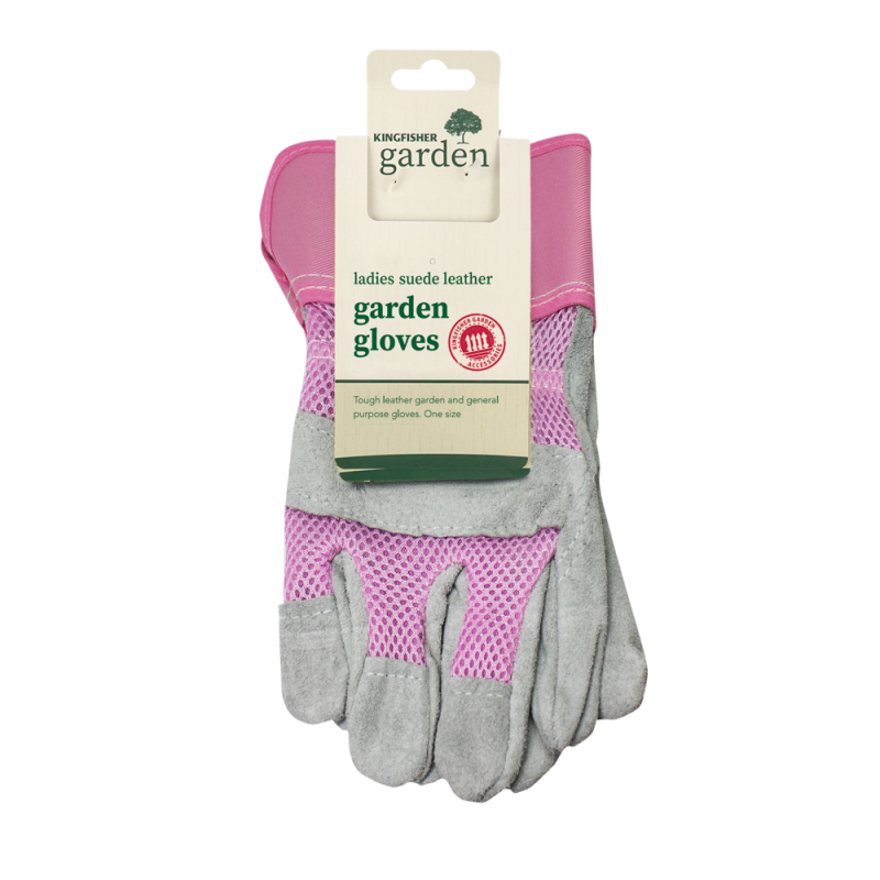 Kingfisher Suede Leather Gardening Gloves - Ladies