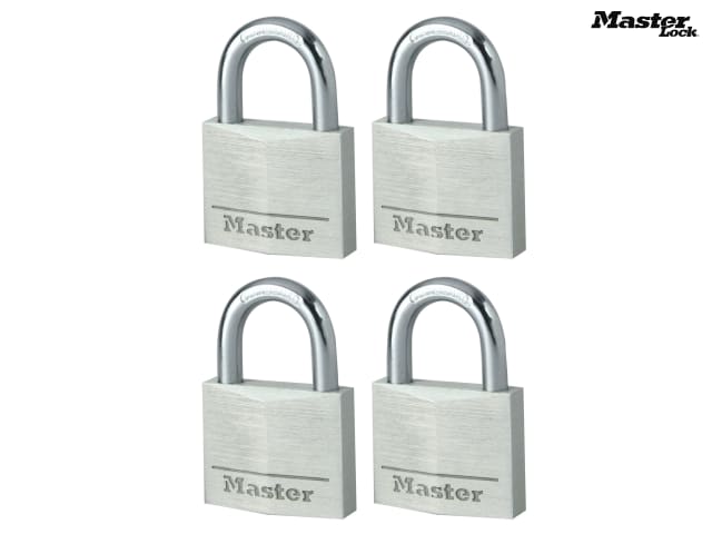 Master Lock Aluminium 40mm Padlock 4-Pin - Keyed Alike - 4 Pack