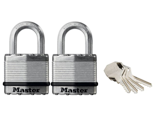 Master Lock Excell Laminated Steel 45mm Padlocks Twin Pack
