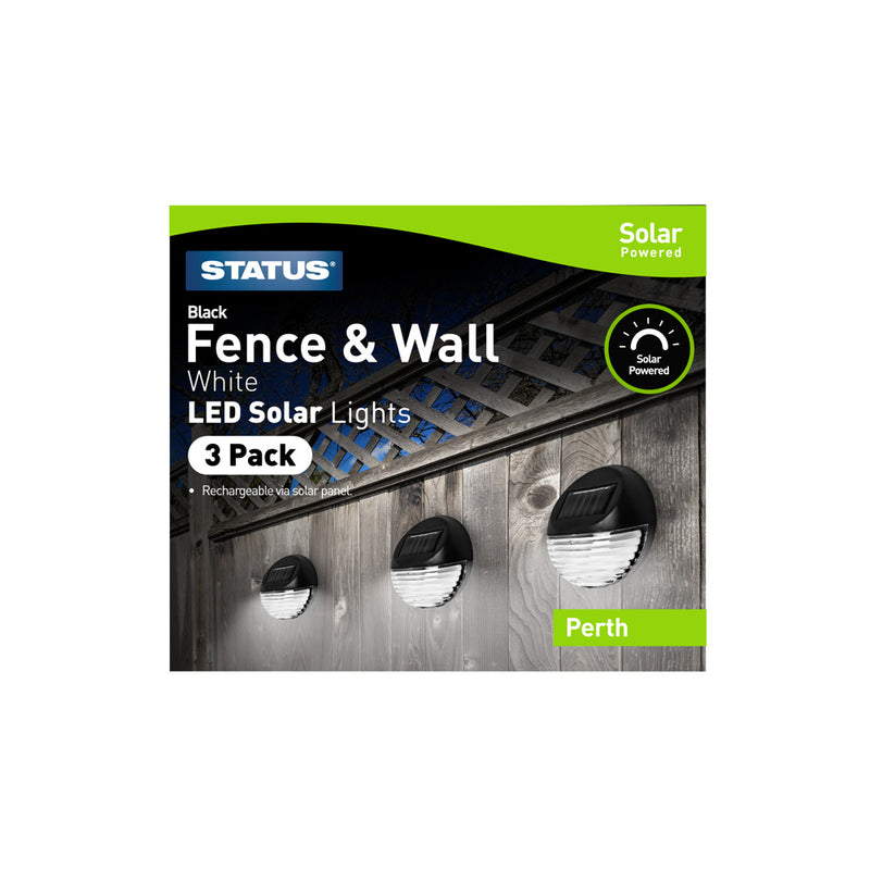 Solar Powered Fence & Wall Lights (3 pack)