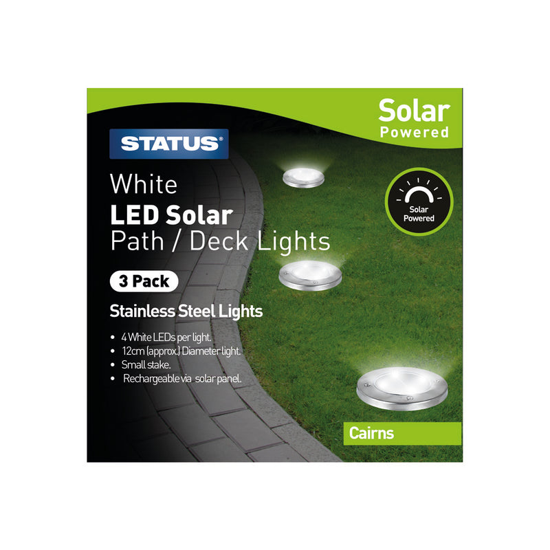 Status - White LED Solar Path/Deck Lights - 3 Pack
