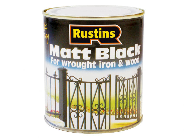 Rustins Quick Dry Matt Black For Wrought Iron & Wood 250ml
