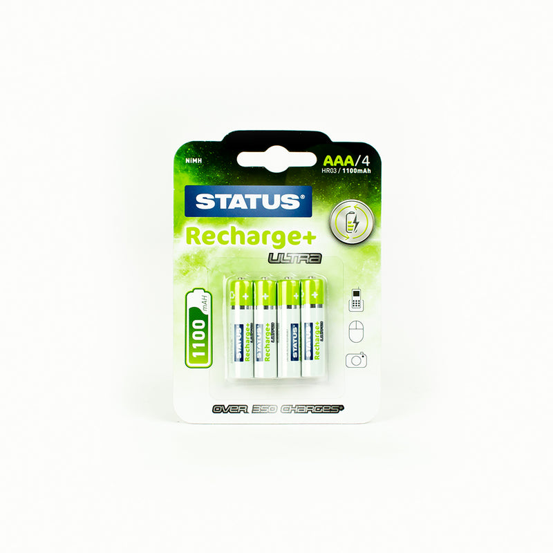 Status AAA Rechargeable Batteries mAH 1100 - 4 Pack (SRNIMHAAA11004PK)