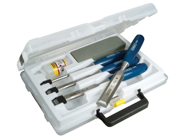 Stanley 5002 Bevel Edge Chisel & Oilstone Set - 6 Piece