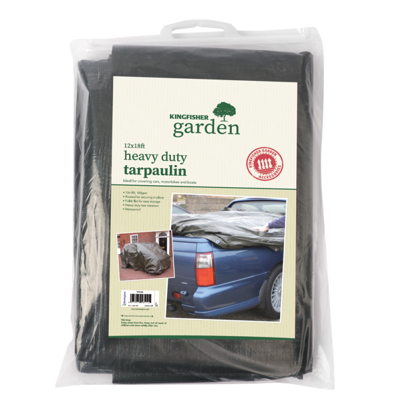 Heavy Duty Green Tarpaulin - 1.8m x 2.7m (6' x 9'), 2.4m x 3.7m (8' x 12') 3.7m x 5.5m (12' x 18')