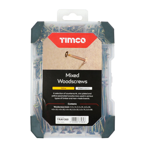 Timco Mixed Tray Woodscrews - 340 Pack