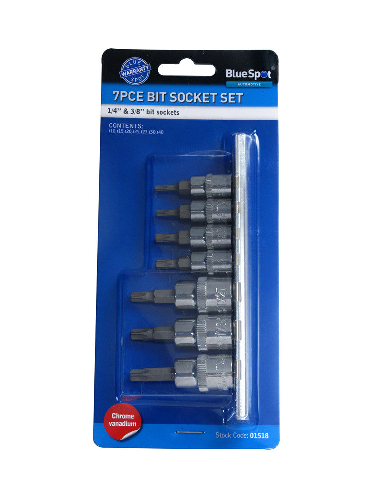BlueSpot - 7 PCE Torx Socket Set - 1/4" (T10-T25) & 3/8" (T27-T40)