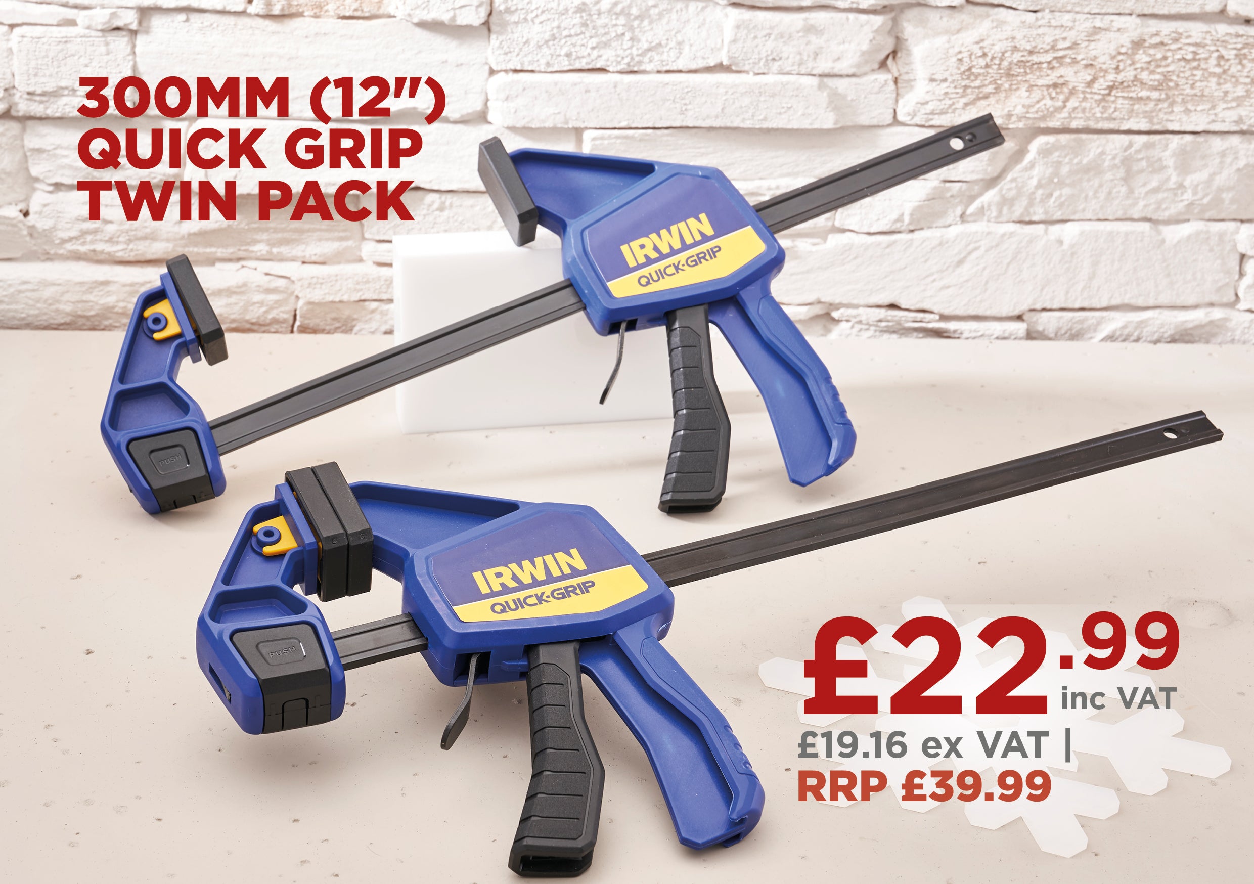 Irwin Quick-Change™ Medium-Duty Bar Clamp 300mm (12") (Twin Pack)