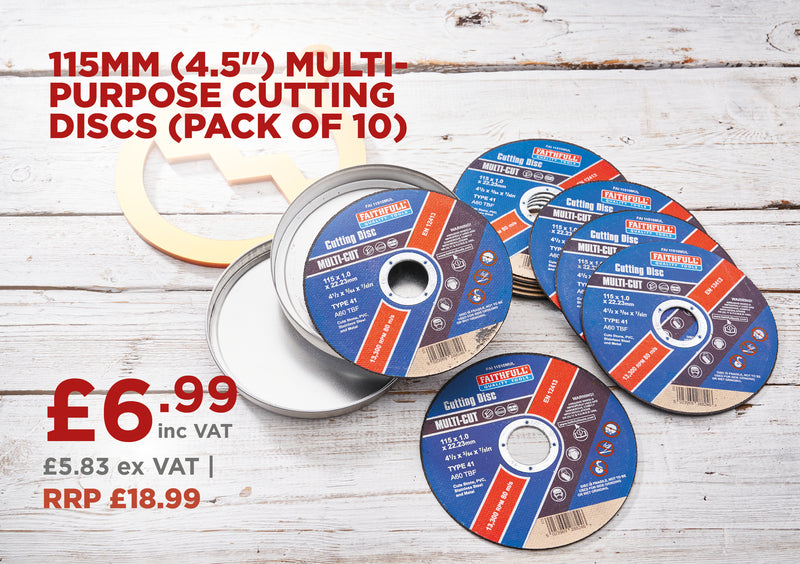 Faithfull Quality Tools Multi-Purpose Cutting Discs 115 x 1.0 x 22.23mm - 10 Pack