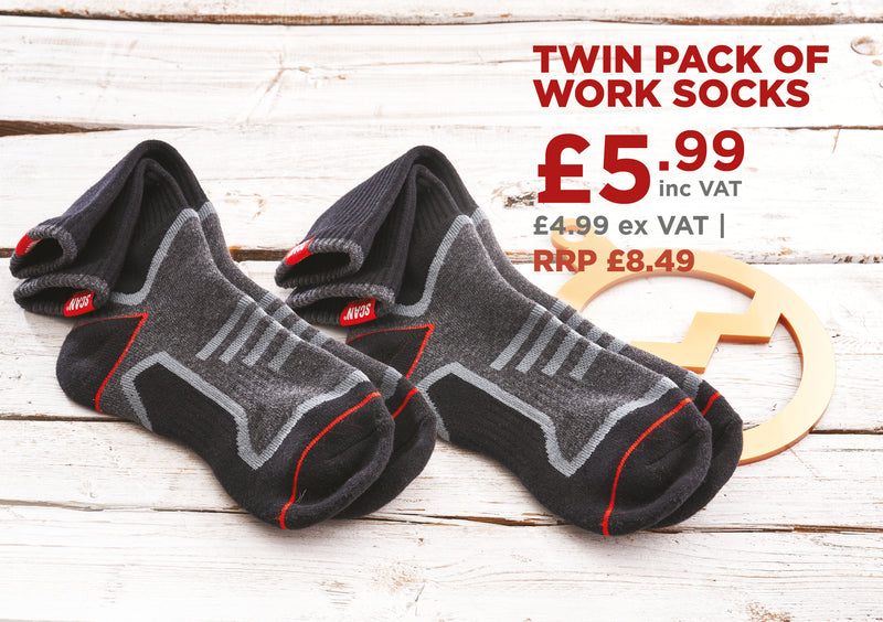 SCAN Twin pack of Work Socks