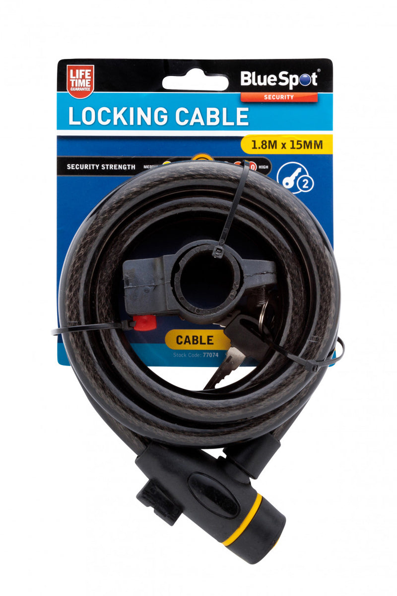 Bluespot - 1.8 m x 15 mm Locking Cable