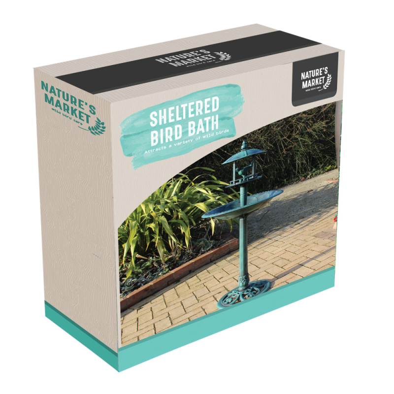 Nature's Market Bird Bath With Sheltered Feeding Table (BB01)