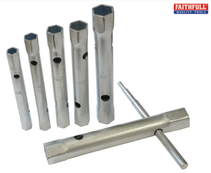 Faithfull Quality Tools - Box Spanner Set with Tommy Bar - 6 Piece - 8mm -19mm
