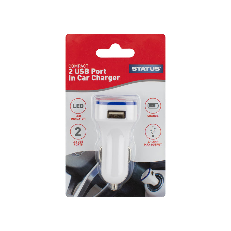 Status - Compact 2 USB Port In-Car Charger