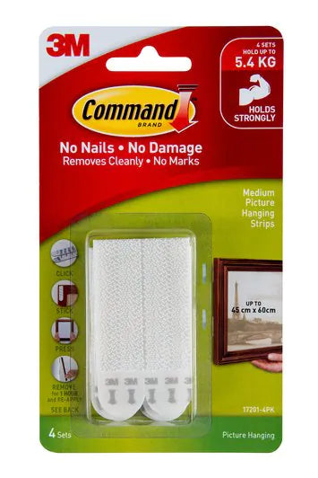 Command Brand Picture Hanging Strips Medium - 5.4kg - Pack of 4 x 2