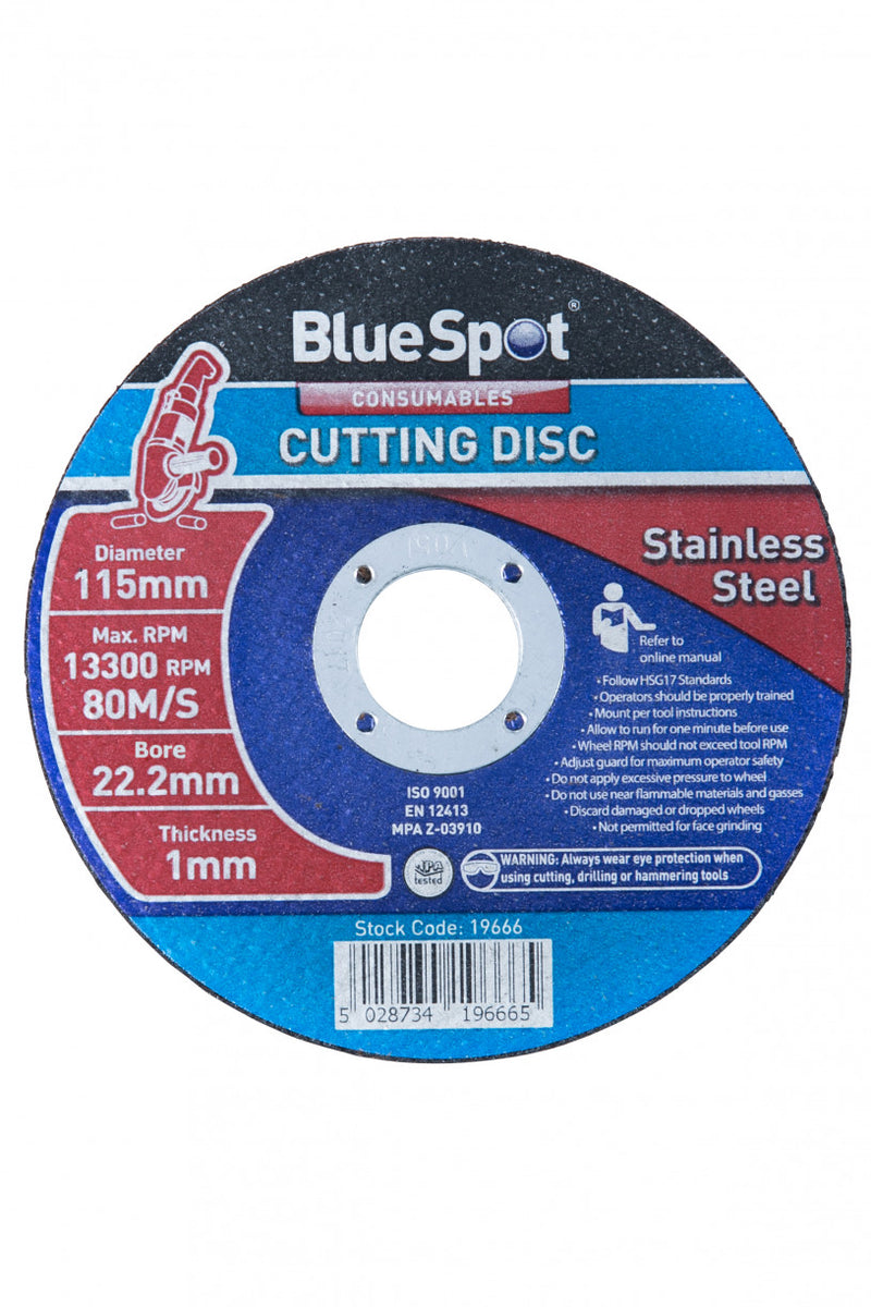 BlueSpot 115mm (4.5") Stainless Steel Cutting Disc - 1 mm (19666)