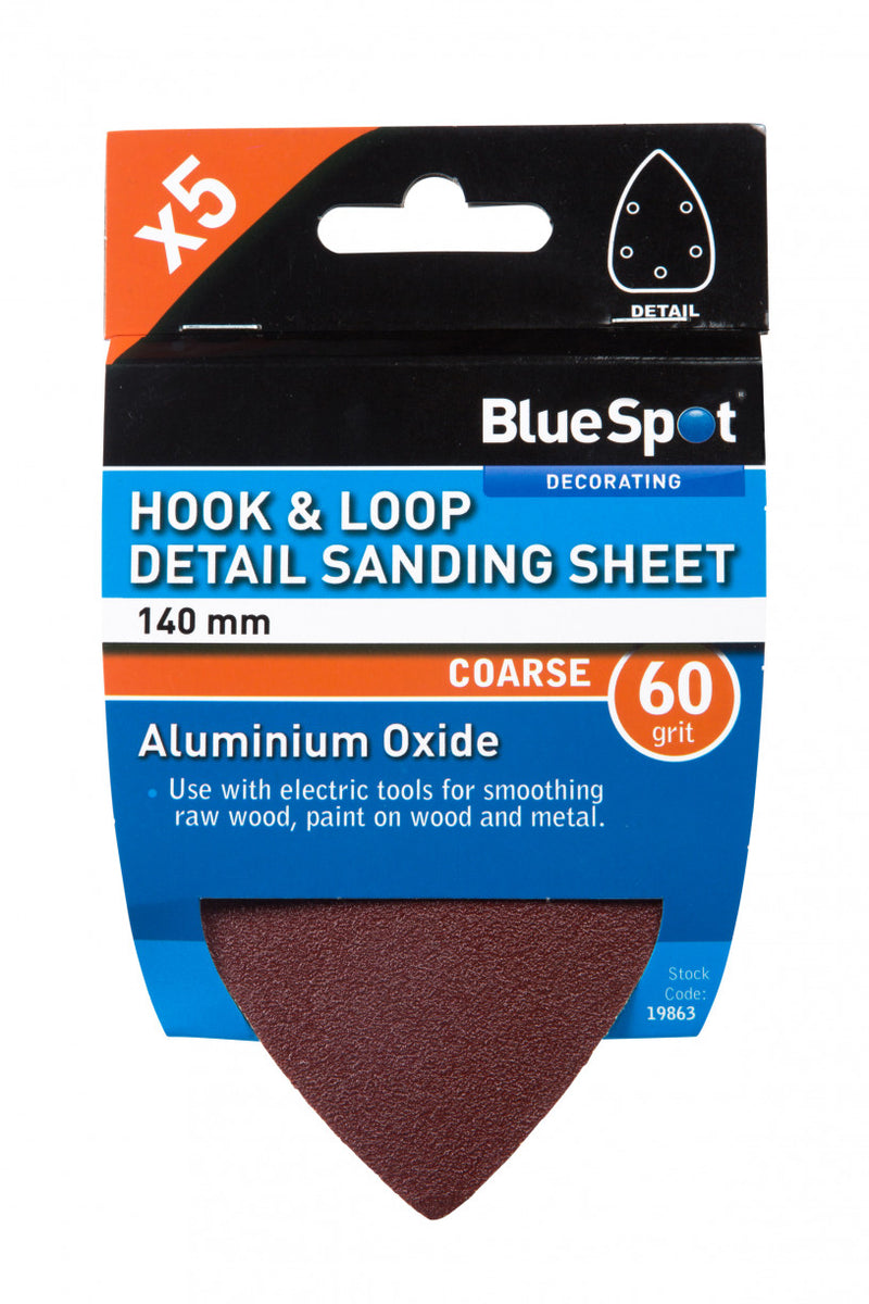 Hook & Loop Detail Sanding Sheets - 140mm - 60, 80, 120 & Mixed grit