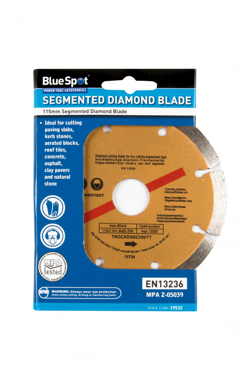 BlueSpot 115mm (4.5") Segmented Gold Diamond Dry Cutting Disc