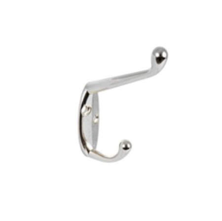 Securit Hat & Coat Hooks 105mm (4")- Brass & Chrome - 2 Pack