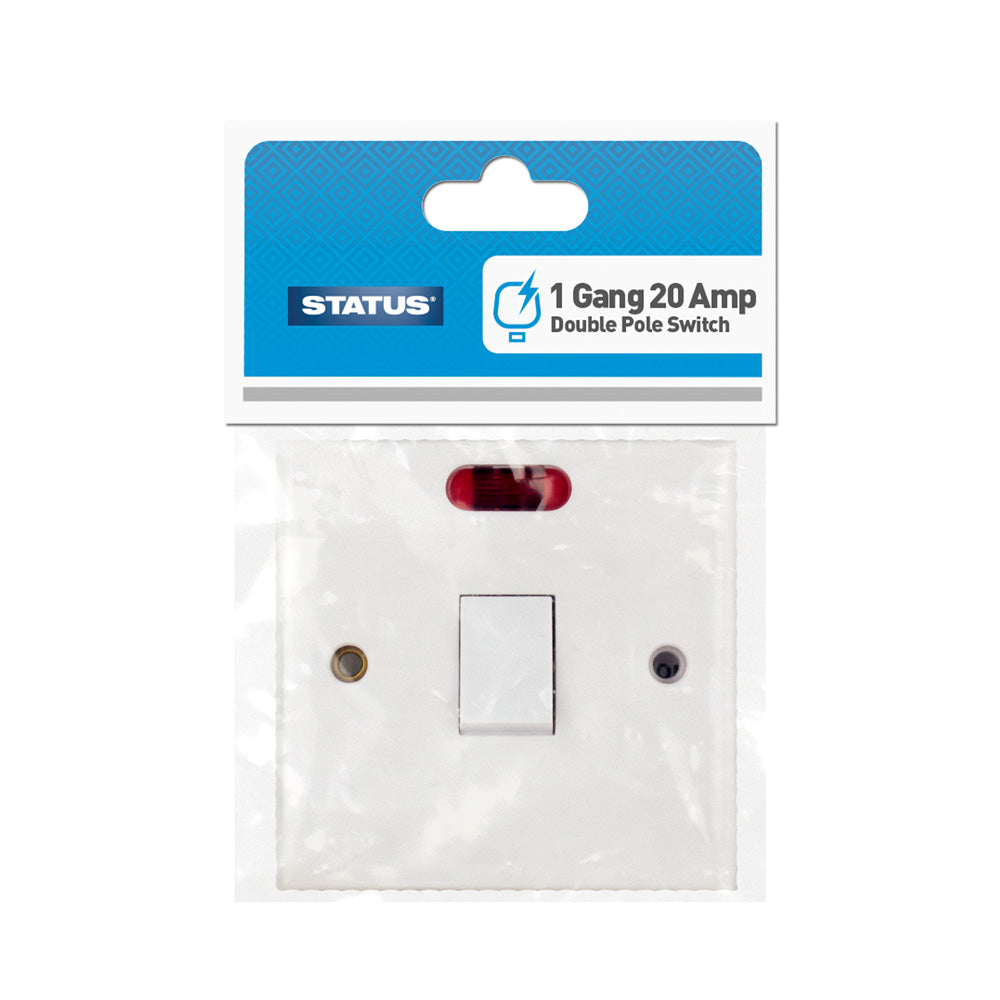 Status - Double Pole Wall Switch with Indicator Light - 1 Gang - 20 Am