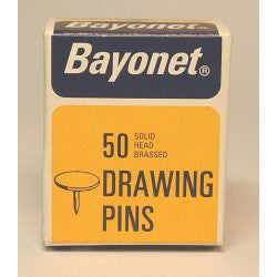 Solid Head Brass Plated Drawing Pins - 10mm - 50 pack