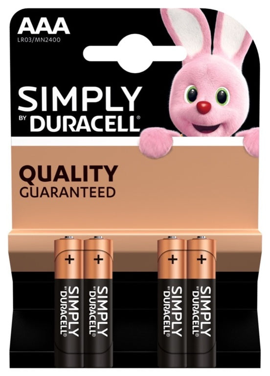 Duracell - Simply LR03/ MN2400 - 1.5V Alkaline AAA Batteries - 4, 8 & 12 pack