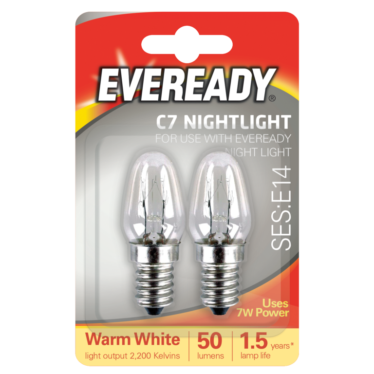 Eveready 7w Night Light Spare Bulbs E14 Twin Pack