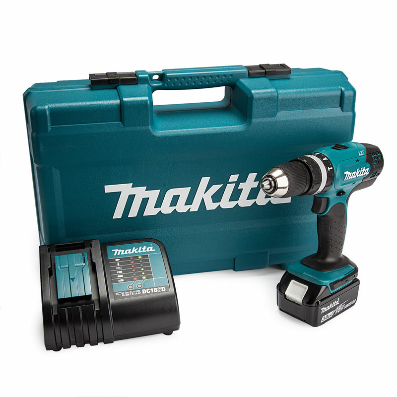 Makita DHP453 18V Li-ion Combi Drill with 101 Piece Accessory Set with 1 x 3.0Ah Battery