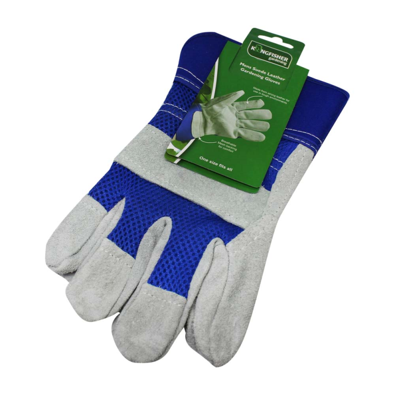 Kingfisher Suede Leather Gardening Gloves - Mens (GGRIGM)