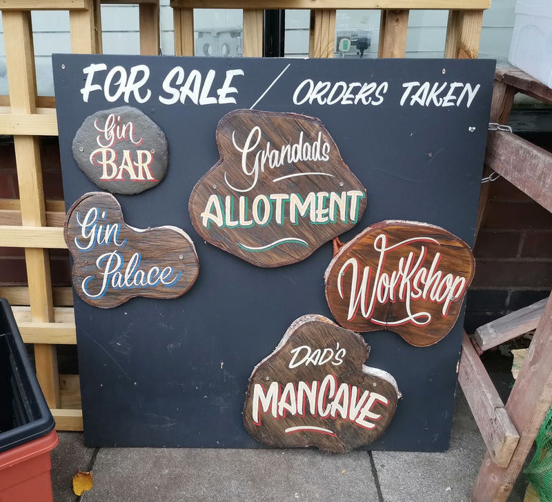 Hand Painted Wooden Signs - Gin Bar, Dad's Mancave, Workshop, Grandads Allotment