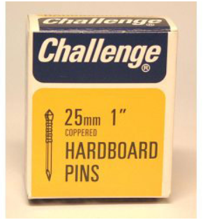 Coppered Hardboard Pins - 13 mm (1/2"), 15 mm (5/8"), 20 mm (3/4") & 25 mm (1") - 40g