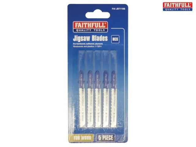 Faithfull Quality Tools -  Jigsaw Blade 5 pack - Wood - 2-15, 3-30, 4-50, 5-50, 10-45 & 10-65 mm