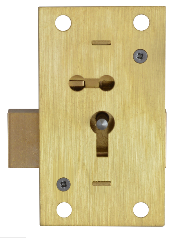 Asec Brass Straight 4 Lever Cupboard Lock 64mm With 2 Keys