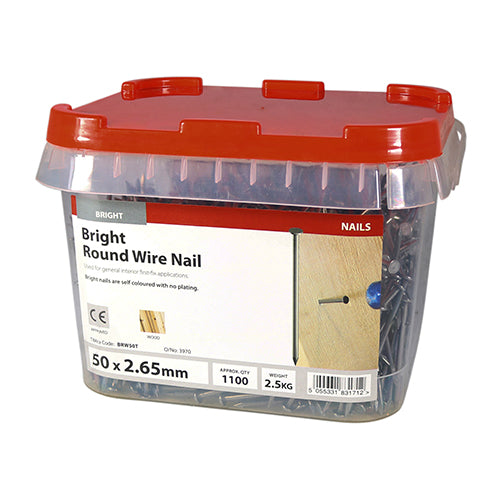 Timco Bright Round Wire Nails 50mm x 2.65 - 2.5kg