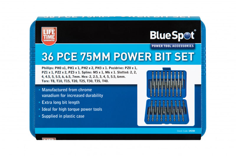 BlueSpot - 36 PCE 75mm Power Bit Set