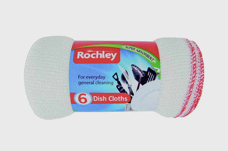 Rochley - White Dish Cloths - 6 pack