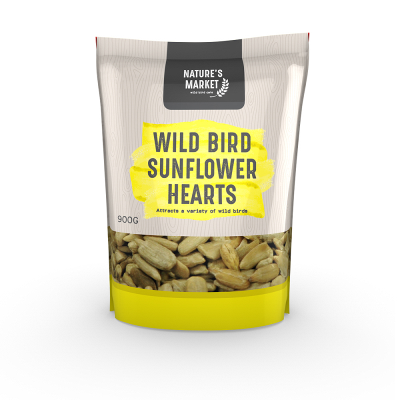 Nature's Market Wild Bird Seed Food  High Energy Blended Seed or Sunflower Hearts - 900g