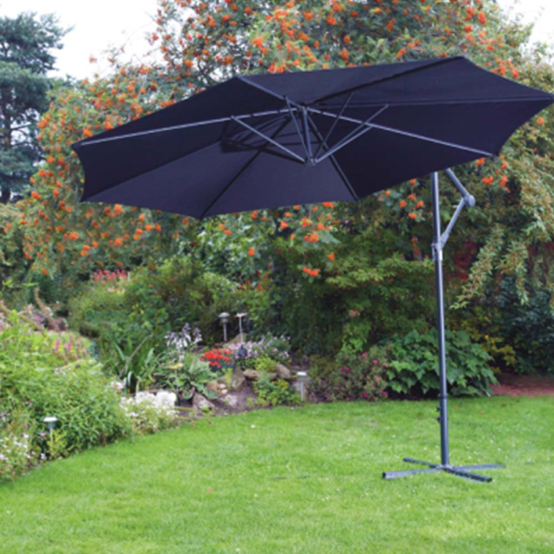 Kingfisher 3m Banana Cantilever Hanging Parasol - Green, Cream & Black (LOCAL PICKUP/DELIVERY ONLY)