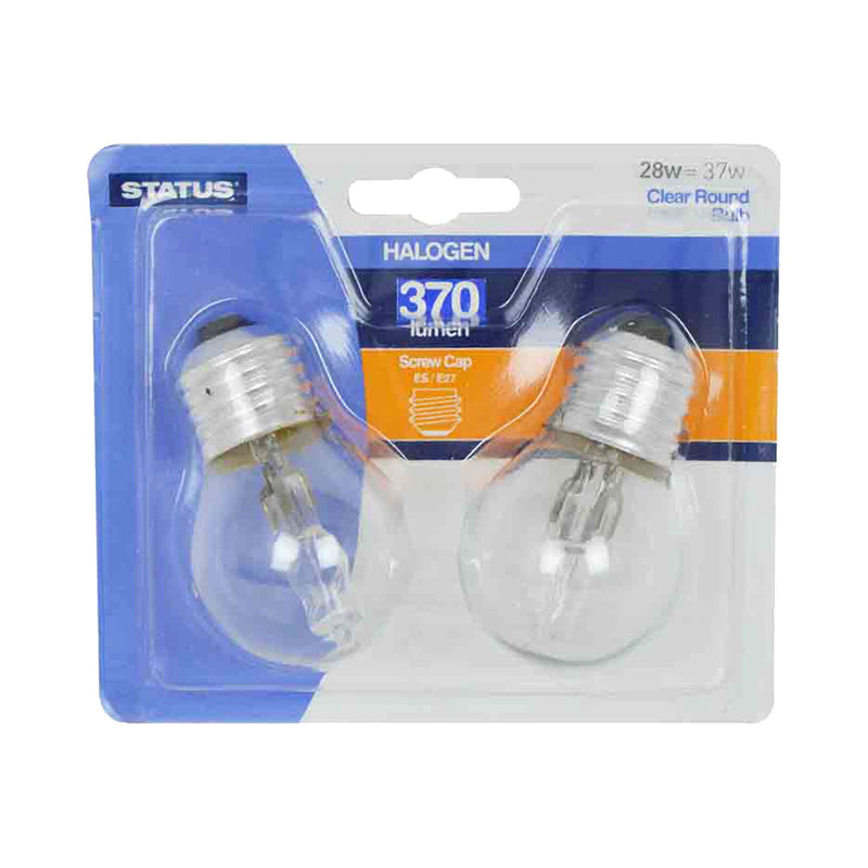 Status Halogen Golf Ball Light Bulbs ES / E27 28W = 37W Warm White - 2 Pack